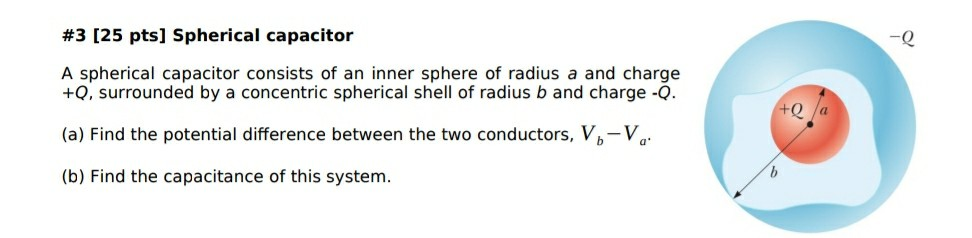 Solved #3 [25 pts] Spherical capacitor A spherical capacitor | Chegg.com