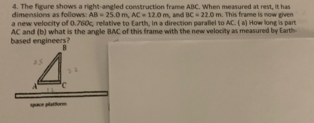 Solved 4. The figure shows a right-angled construction frame | Chegg.com