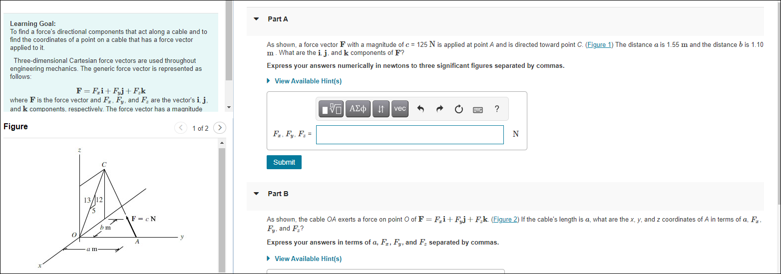 Solved Part A Learning Goal: To find a force's directional | Chegg.com