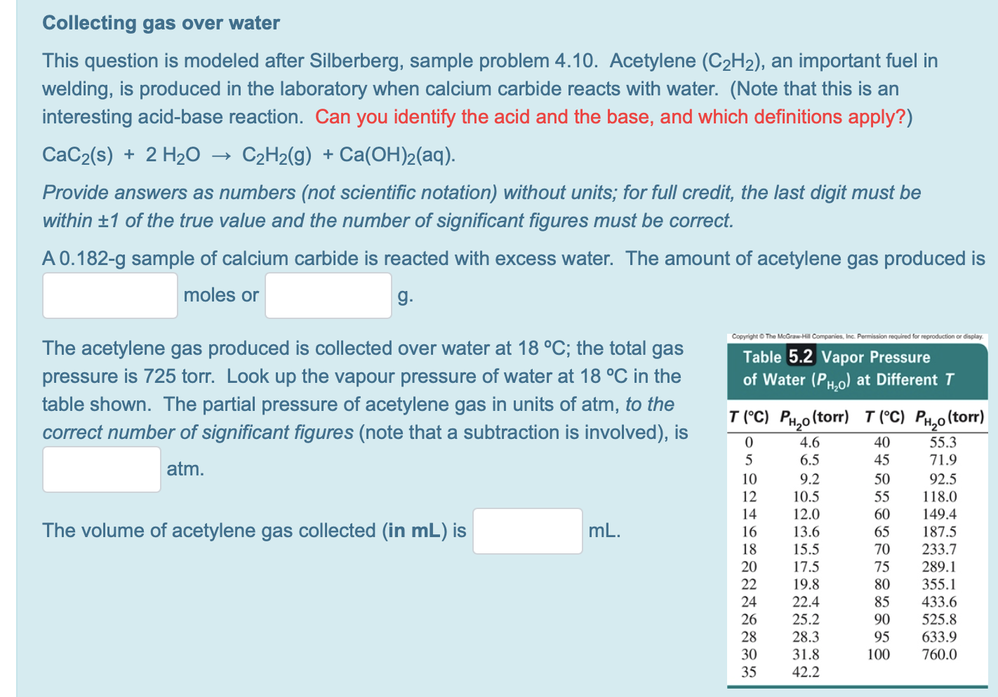 Solved Collecting gas over water This question is modeled