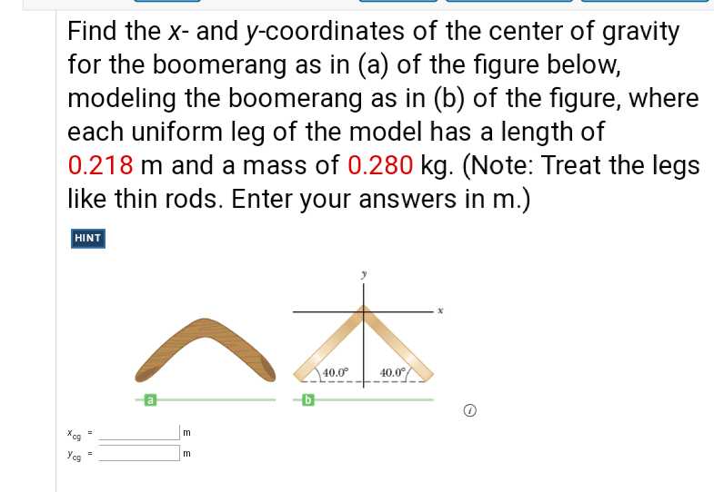 Solved Find the x- and y-coordinates of the center of | Chegg.com