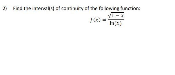 Solved 2) Find the interval(s) of continuity of the | Chegg.com