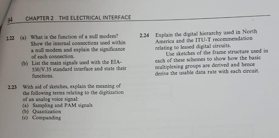 Solved 94 CHAPTER 2 THE ELECTRICAL INTERFACE 2.22 (a) What | Chegg.com