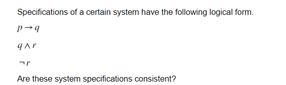 Solved Specifications of a certain system have the following | Chegg.com