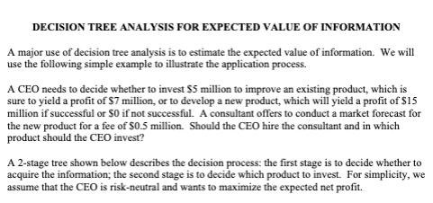 DECISION TREE ANALYSIS FOR EXPECTED VALUE OF | Chegg.com