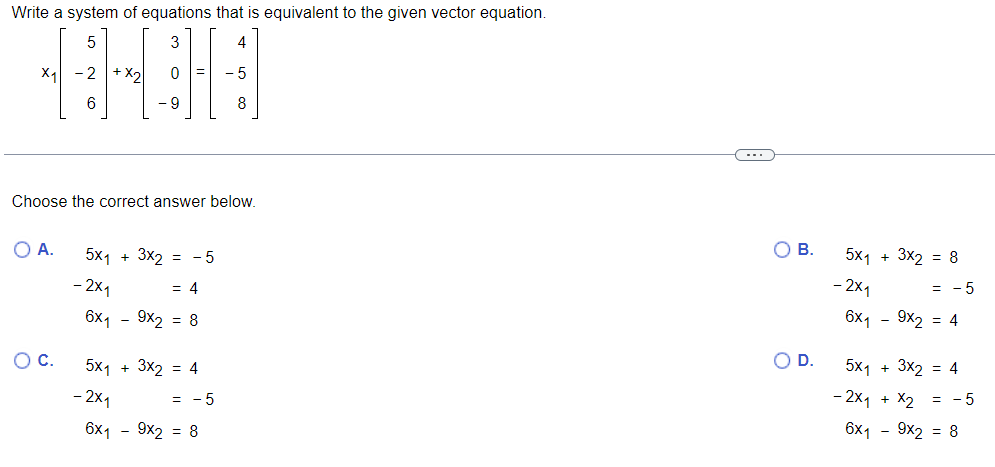 Solved Write a system of equations that is equivalent to the | Chegg.com