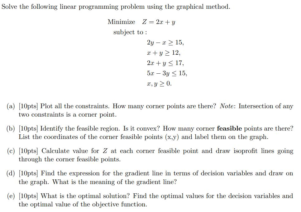 Solved Solve The Following Linear Programming Problem Using Chegg Com