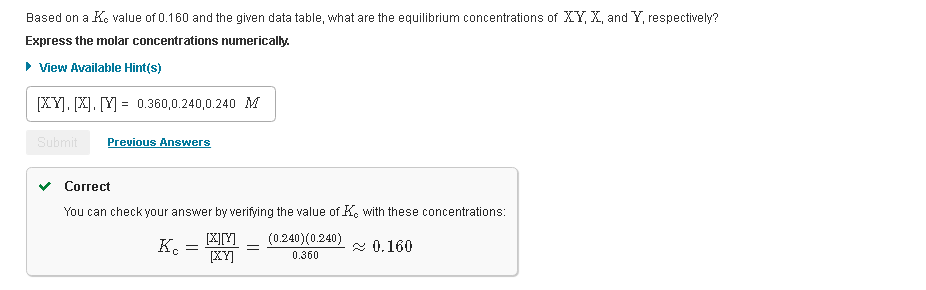 Solved Part C Based on a Ke value of 0.160 and the data | Chegg.com
