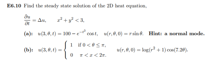 Solved E6.10 Find the steady state solution of the 2D heat | Chegg.com