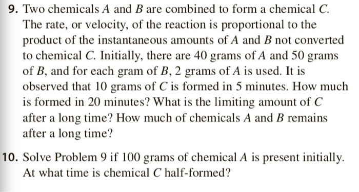 Solved 9. Two chemicals A and B are combined to form a | Chegg.com