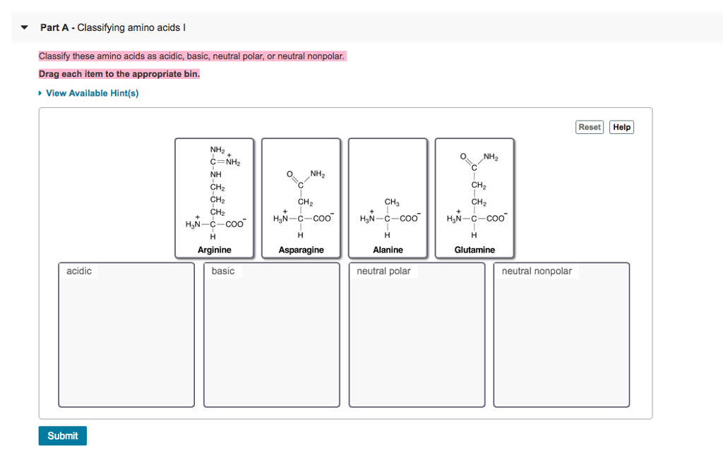Solved Part A - Classifying amino acids I Classify these | Chegg.com