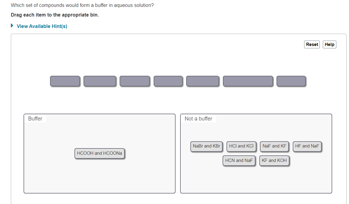 Solved Which set of compounds would form a buffer in aqueous