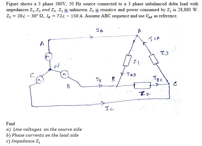 Solved Figure shows a 3 phase 380V, 50 Hz source connected | Chegg.com