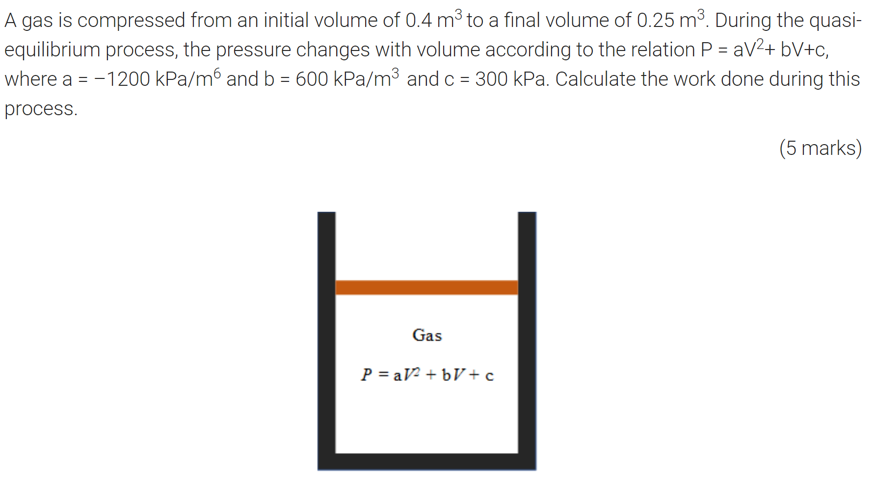 Solved A gas is compressed from an initial volume of 0.4 m2 | Chegg.com