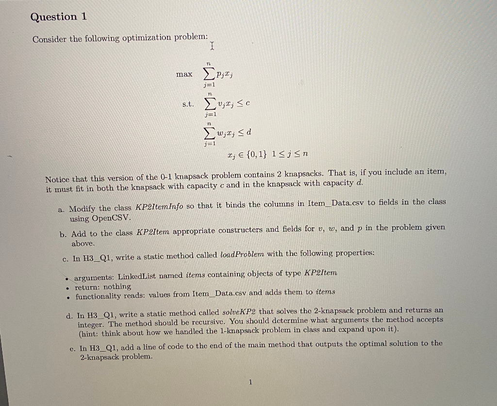 Question 1 Consider The Following Optimization Pro Chegg Com