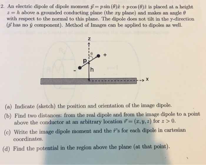 Solved 2. An electric dipole of dipole moment p= p sin (θ)2 | Chegg.com
