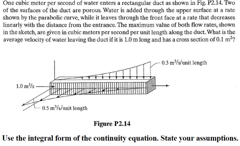 Solved One cubic meter per second of water enters a