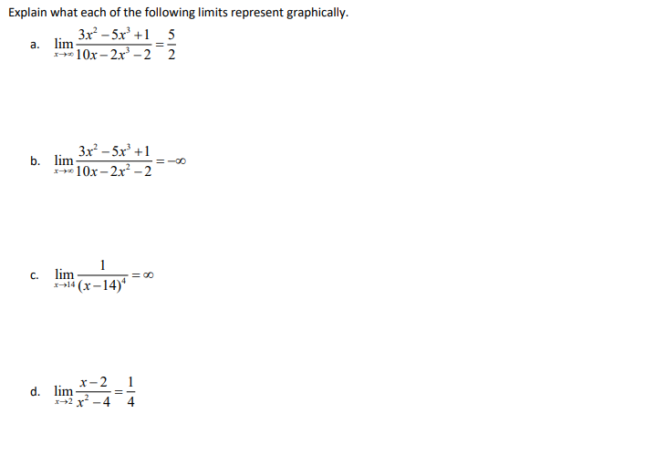 Solved Explain what each of the following limits represent | Chegg.com