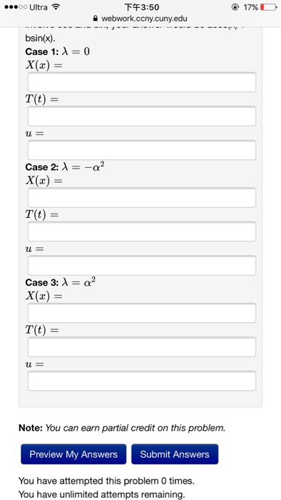 Solved T 3:50 17% OO Ultra webwork.ccny cuny edu (1 point) | Chegg.com