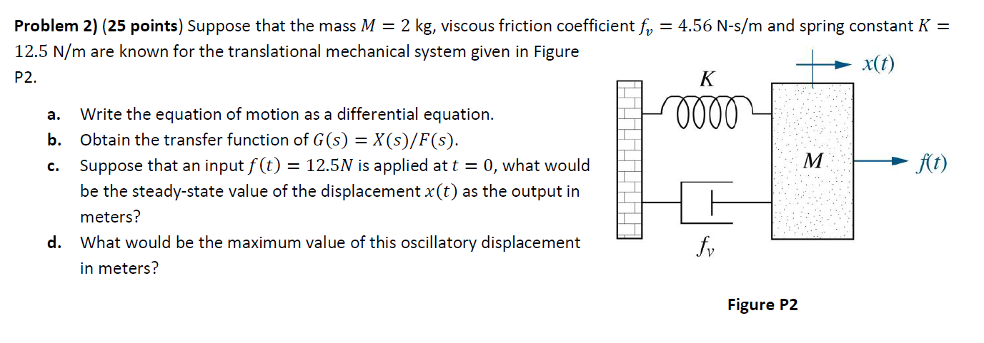 Solved Problem 2 25 Points Suppose That The Mass M 2 Chegg Com