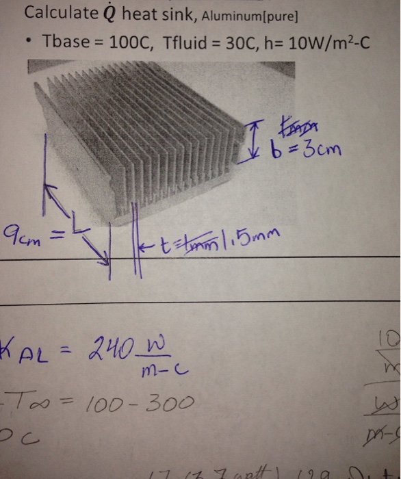 Solved Calculate Q heat sink, Aluminum [pure] Tbase = 100C,