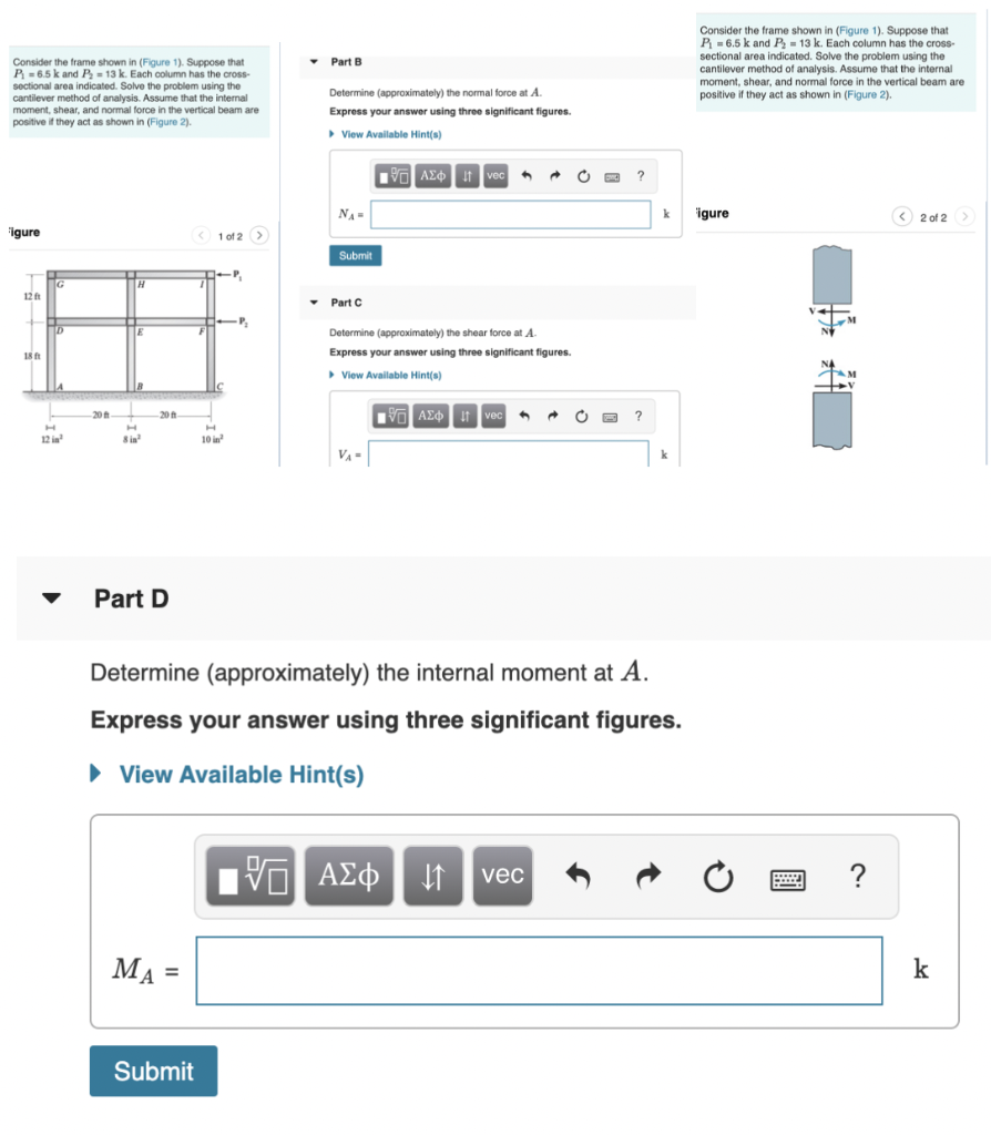 Solved Part B Consider the frame shown in Figure 1 . Chegg