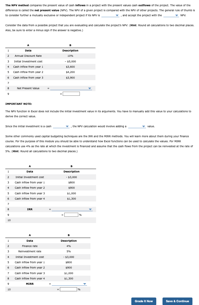 Solved The NPV method compares the present value of cash | Chegg.com