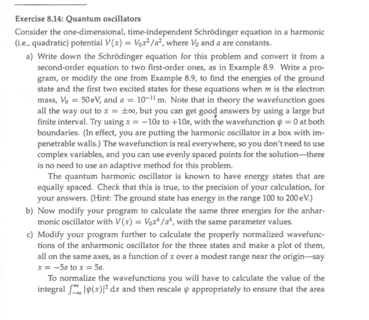 Solved Exercise 8.14: Quantum oscillators Consider the | Chegg.com