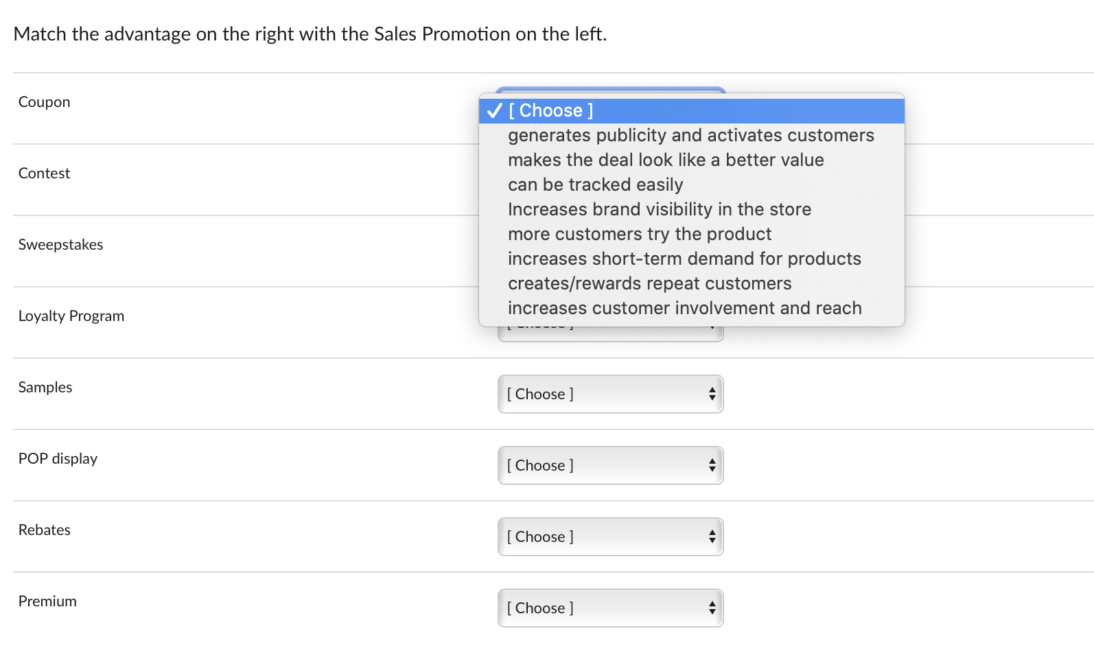 Solved Match the advantage on the right with the Sales