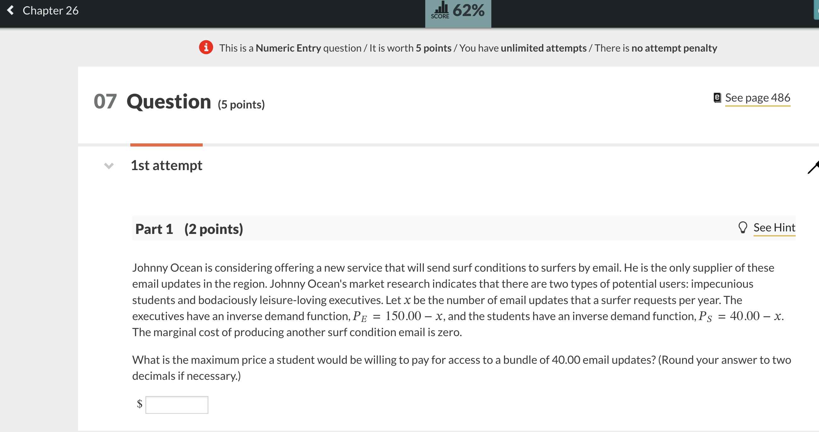 Solved (i) This is a Numeric Entry question / It is worth 5 | Chegg.com