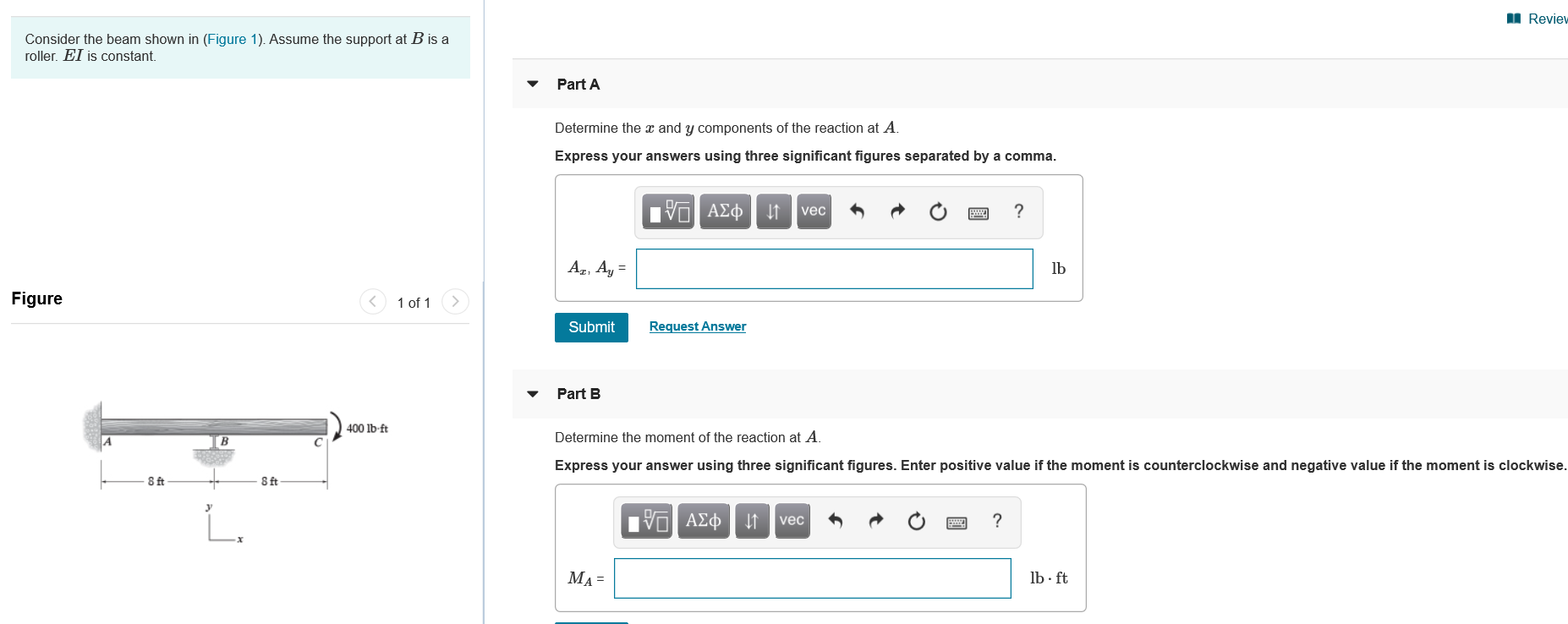 Solved I Review Consider the beam shown in (Figure 1). | Chegg.com