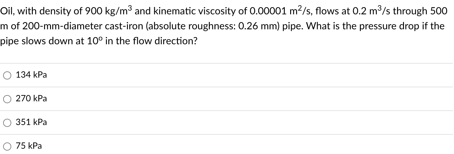 Solved Oil, With Density Of 900 Kg/m3 And Kinematic | Chegg.com