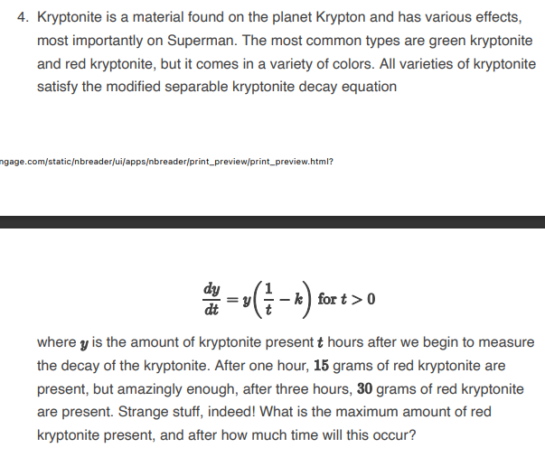 Solved 4. Kryptonite is a material found on the planet | Chegg.com