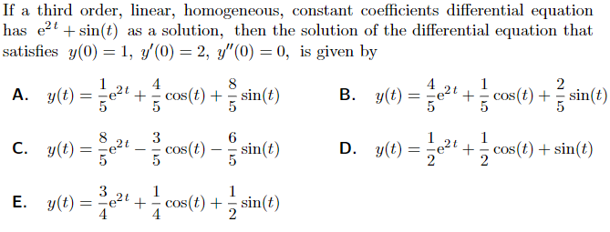 Solved If a third order, linear, homogeneous, constant | Chegg.com