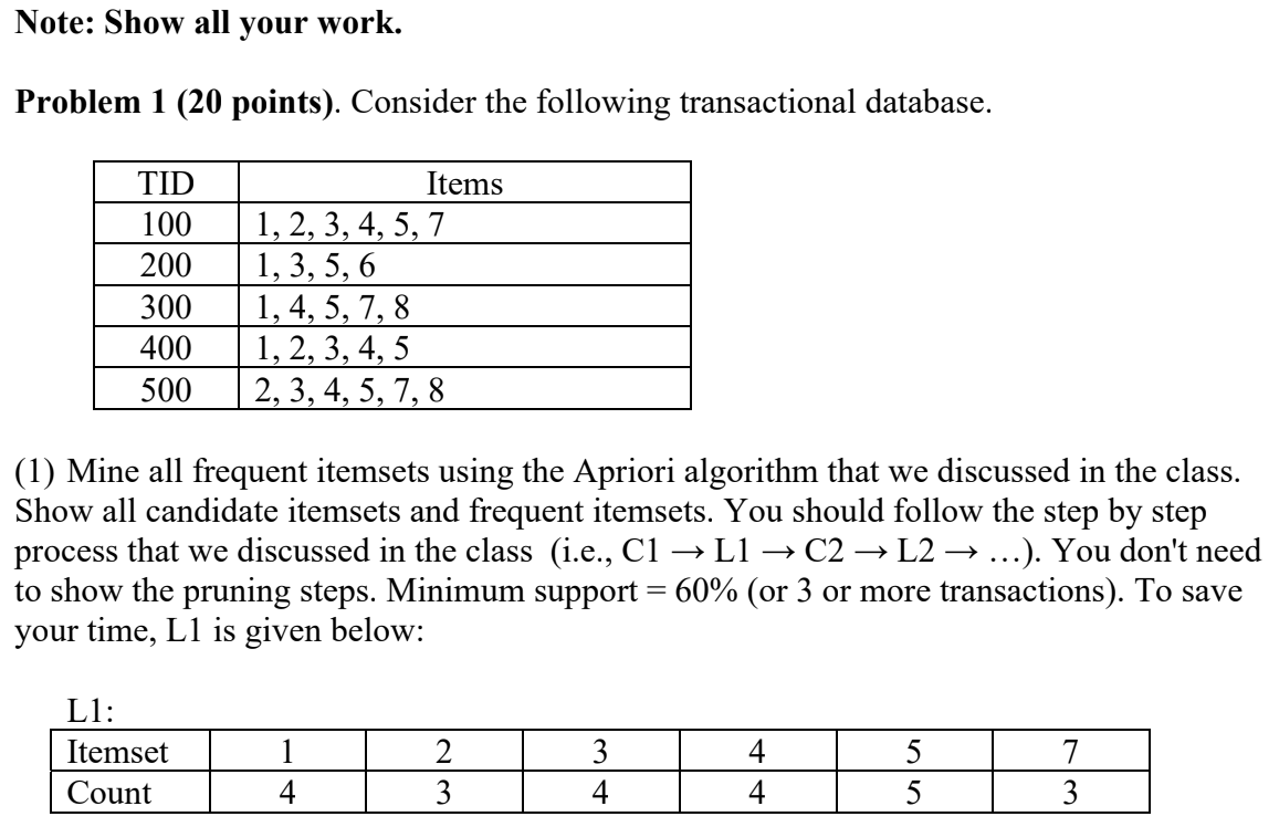 Solved Problem 1 (20 Points). Consider The Following | Chegg.com