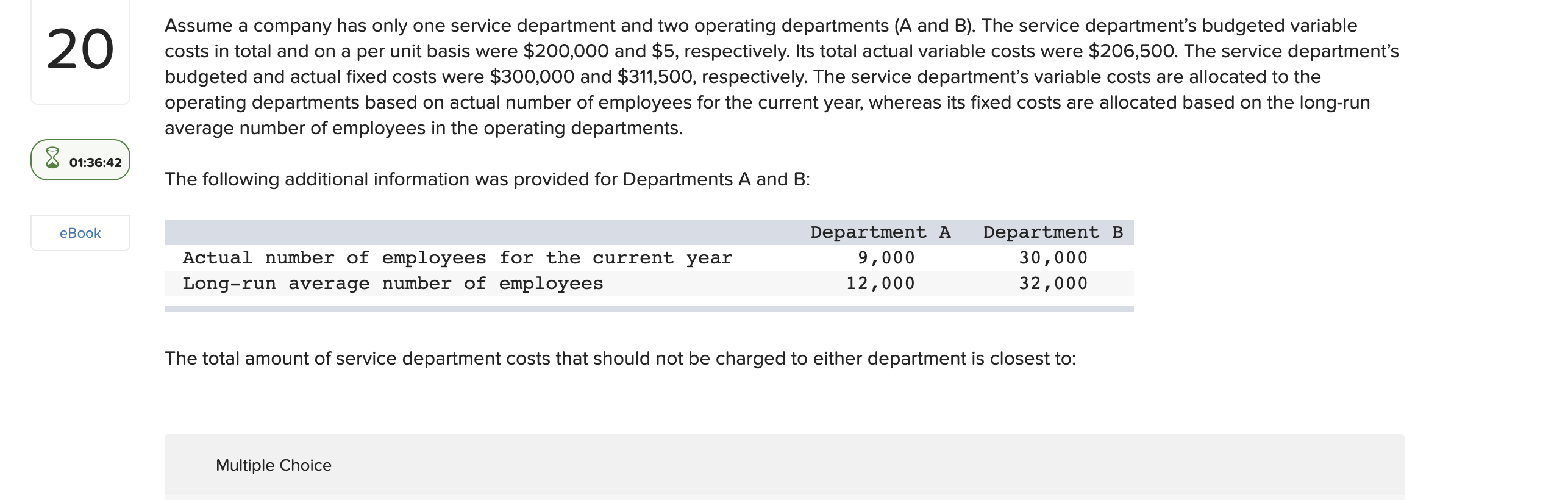 Solved 18 Assume A Company Has Only One Service Department | Chegg.com