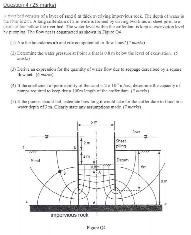 Solved Question 4 (25 marks) A river bed consists of a layer