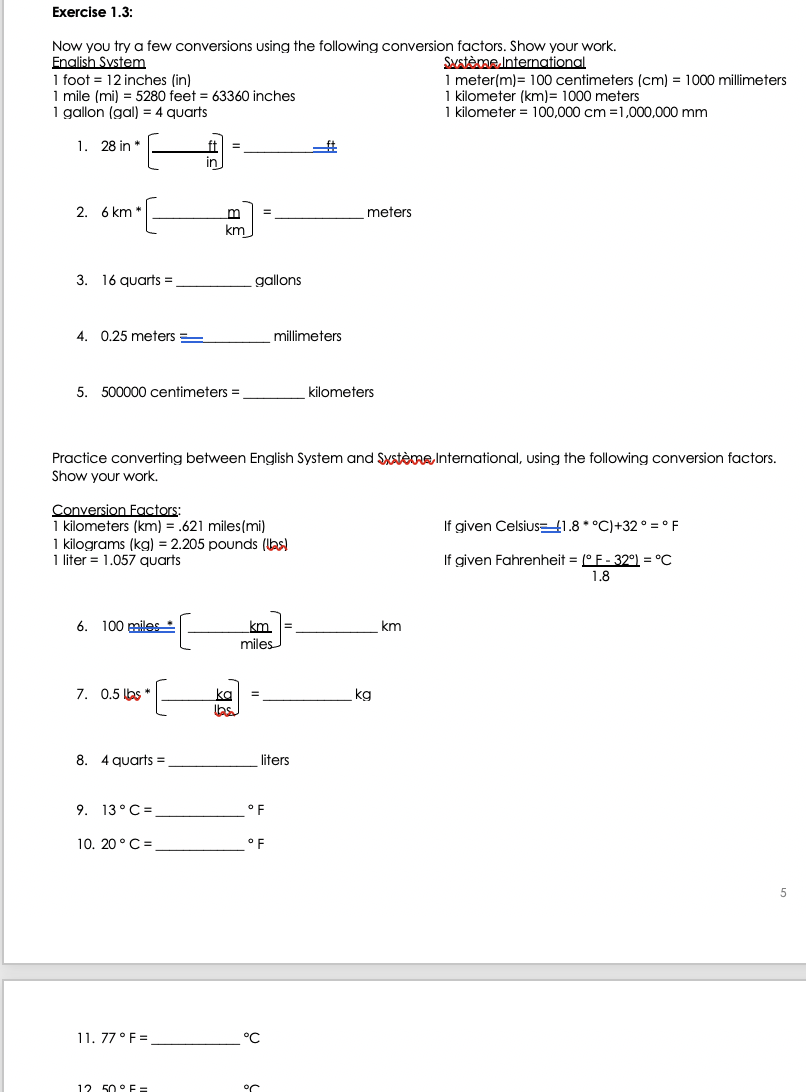 Solved Exercise 1 3 Now You Try A Few Conversions Using Chegg Com