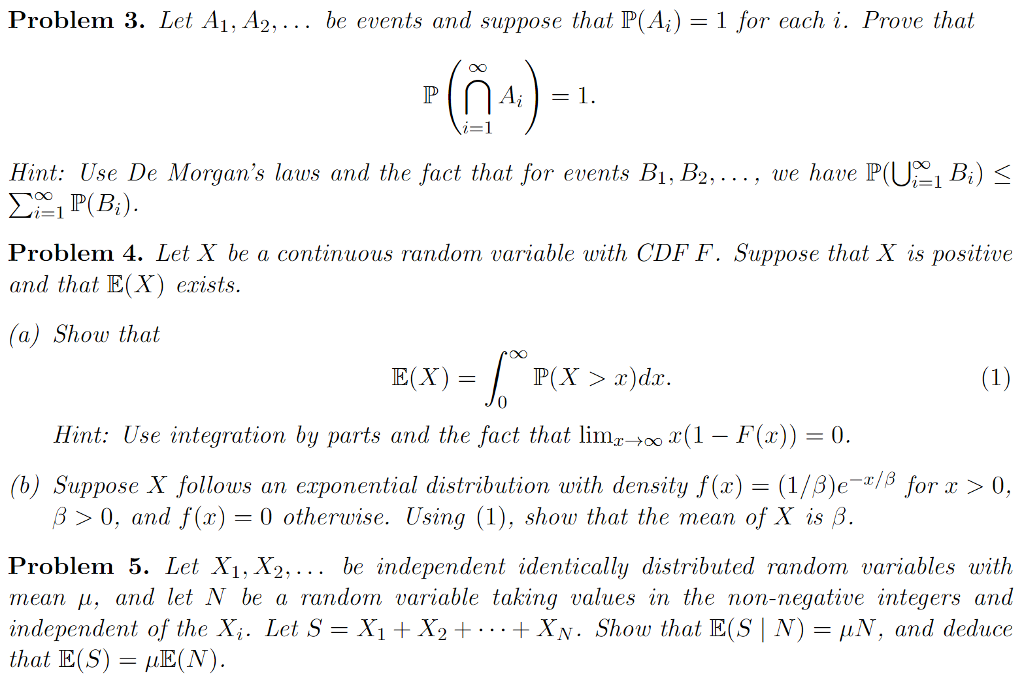 Solved Problem 3. Let A1. A2 Be Events And Suppose That | Chegg.com