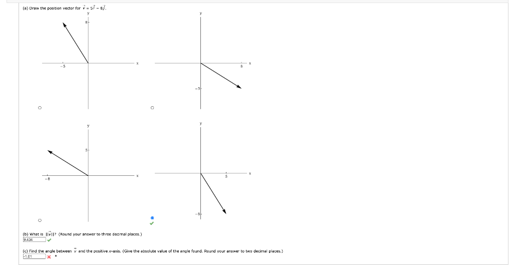 Solved (a) Draw the position vector for V = 5-/ (b) What is | Chegg.com