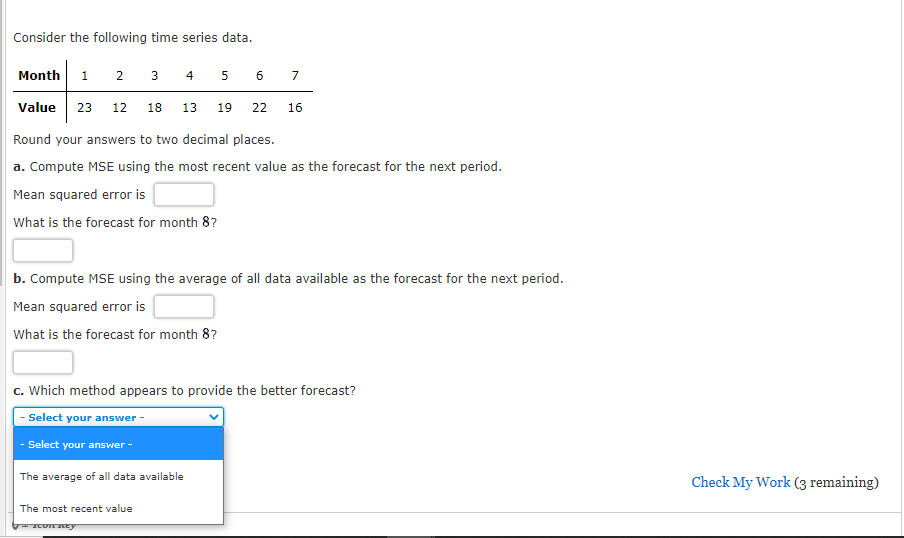 Solved Consider the following time series data. Month 1 2 3 | Chegg.com