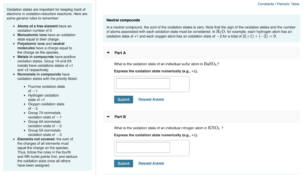 Solved Constants Periodic Table Oxidation States Are Impo Chegg Com