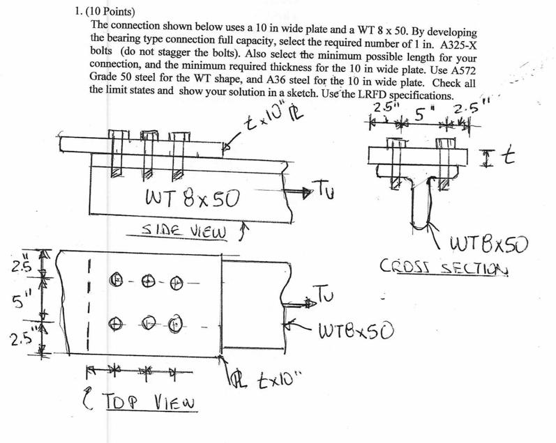 Solved 1. (10 Points) The Connection Shown Below Uses A 10 