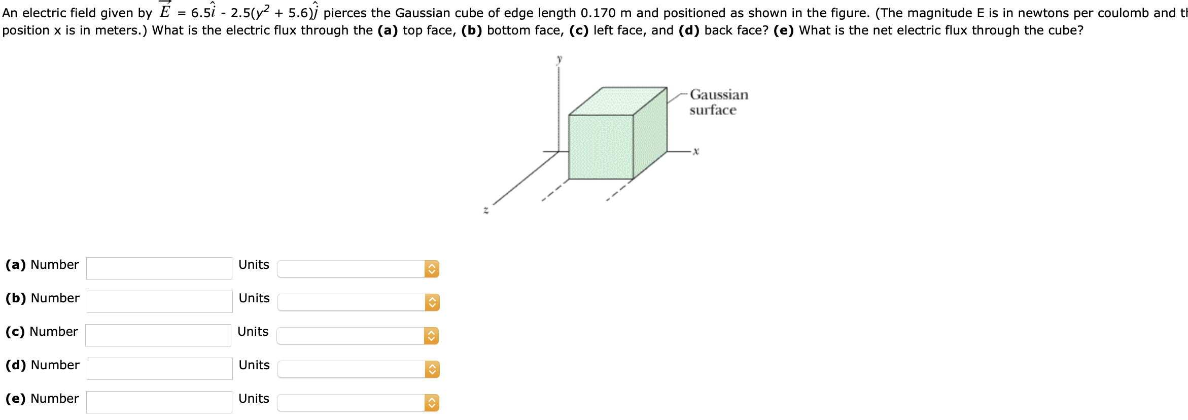 Solved An Electric Field Given By E 6 5 2 5 Y2 5 6 Chegg Com