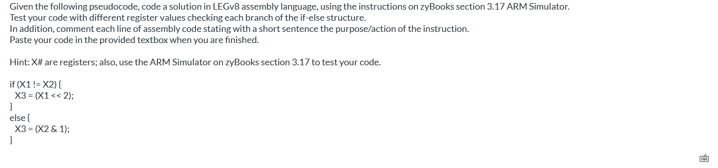 Solved Given The Following Pseudocode, Code A Solution In | Chegg.com