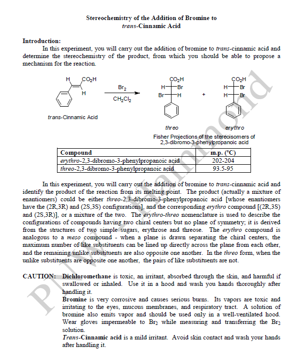 Stereochemistry Of The Addition Of Bromine To | Chegg.com