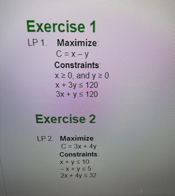 Solved Solve By Linear Programming. (Be Sure To Show The | Chegg.com