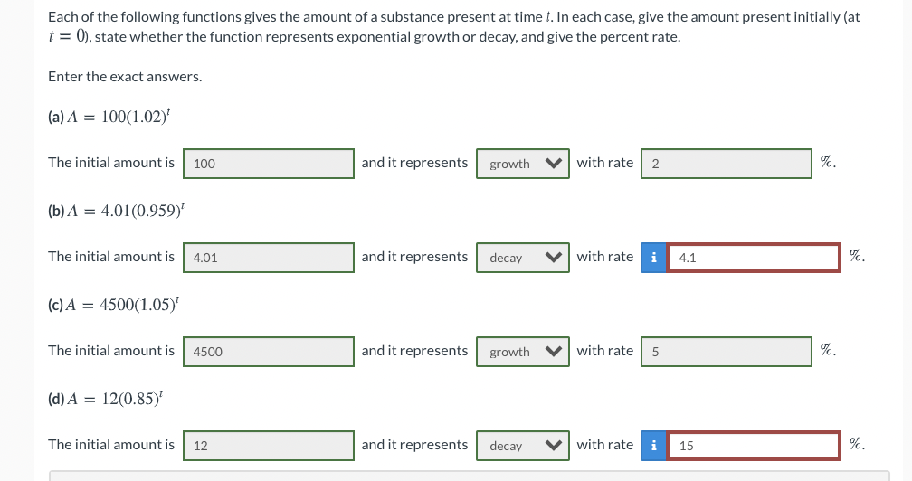 Solved Each of the following functions gives the amount of a | Chegg.com