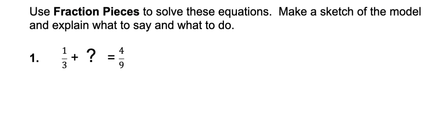 Solved Use Fraction Pieces to solve these equations. Make a | Chegg.com