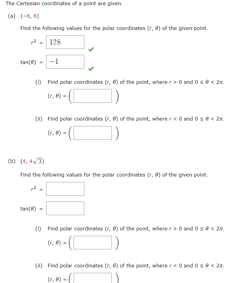 Solved The Cartesian Coordinates Of A Point Are Given. (a) | Chegg.com